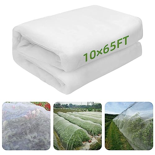 10 x 65FT Garden Mesh Netting, Ultra Fine Mesh Protection Netting Plant Covers Greenhouse Row Cover Raised Bed Screen Barrier Net for Vegetable Fruits Flowers Trees Crops, White - color: White, size: 10X65FT