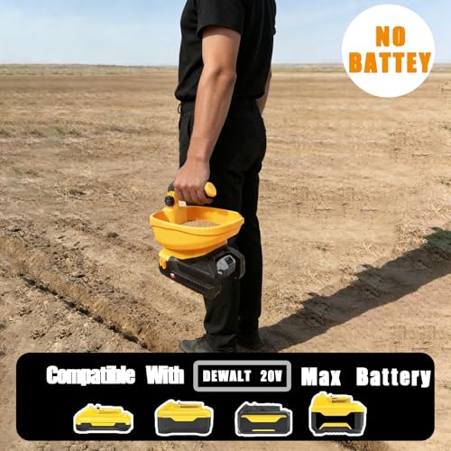 Handheld Power Seed Spreader Compatible with Dewalt 20V Battery, Fertilizer Spreader with 3L Hopper, 125°Adjustabl Opening, Available Year-Round for Grass Seeds, Rock Salt(NO Battery)