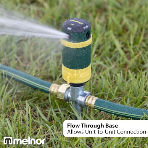 Melnor 65189AMZ Turbo Rotary Sprinkler on Step Spike, 4 Spray Patterns, Covers Up to 68 Ft. Diameter, QuickConnect Set, Green/Yellow - style: 4-Pattern