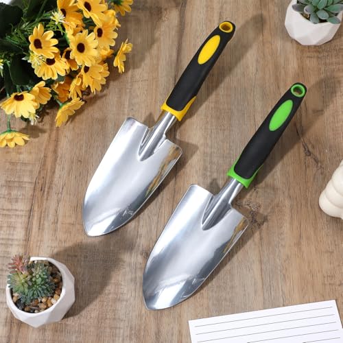 10 Pcs Garden Shovels Bulk, Hand Shovels Heavy Duty Trowel Garden Tool, Small Metal Hand Shovel Bulk Spade Shovel Gardens with Soft TPR Handle for Lawn Yard Farm