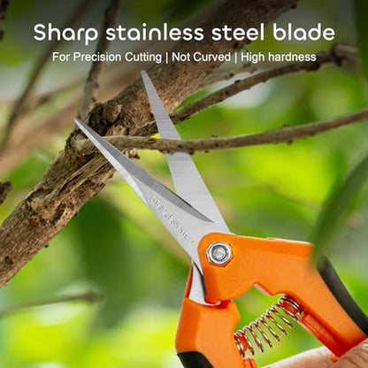 GROWNEER 6 Packs Pruning Shears Gardening Hand Pruning Snips with Straight Stainless Steel Precision Blades - style: Orange