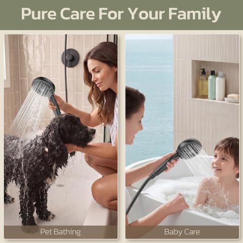 JDO Shower Head with Handheld, High Pressure Handheld 6 Settings, Detachable Shower Head Set with Stainless Steel Hose and Shower Bracket (Matte Black) - color: Matte Black, style: 6 Modes