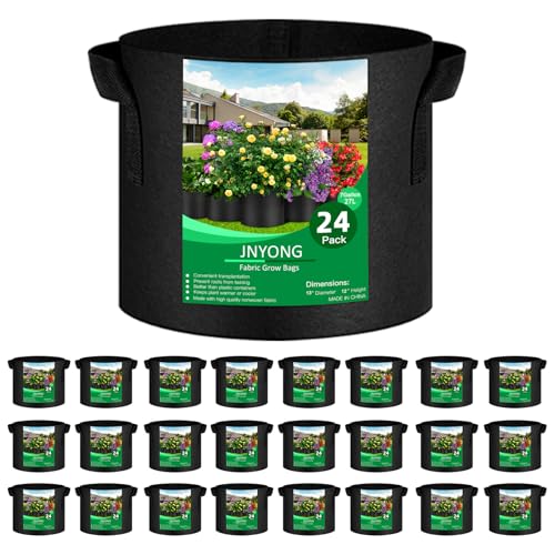 JNYONG 24-Pack 7 Gallon Thickened Non-Woven Grow Bags - size: 7 Gallon