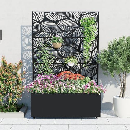 Garvee Metal Raised Garden Bed with Trellis and Wheels, 71"x47"x16" - color: Birch Leaf, size: with wheels