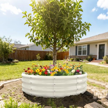 12 Inch Tall 48 Inch Diameter Round White Raised Garden Bed Kits Outdoor - color: Cream White, size: 48 Dia X 12 inches