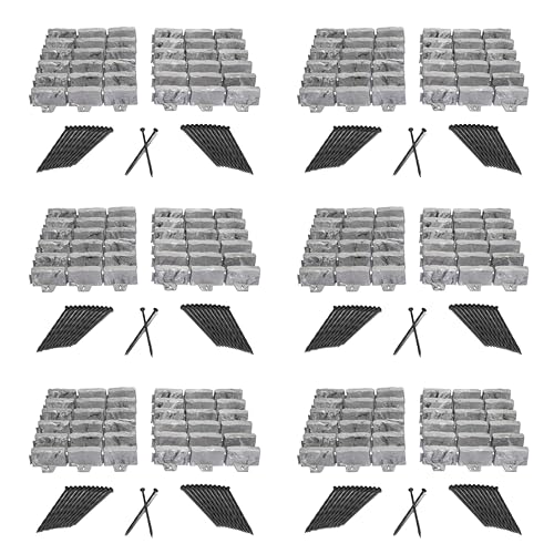 EasyFlex No-Dig Landscape Edging with Anchoring Spikes, 2.7 in. Tall Decorative Stone-Look Garden Border, 90 Foot Kit, Slate Gray (3602S-90C) - color: Slate Gray, size: 90 Foot