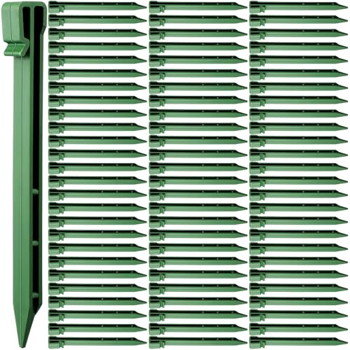 Mudder 50 Pcs Plastic Landscape Stakes Edging Spikes for Garden,Green - color: Green