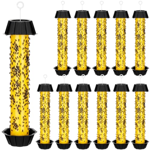 Qualirey 12 Pcs Sticky Fly Trap Stick with Hook, Stylish-3, Yellow - color: Yellow, size: Stylish-3