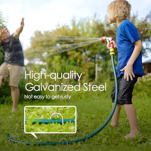 8 Inch Landscape Staples, 12/25/50/100 Pack Galvanized Garden Stakes, Heavy Duty 8 Gauge U-Shaped Ground Stakes for Weed Barrier Fabric, Irrigation Tubing, Fence, Outdoor Decorations - size: 8inch