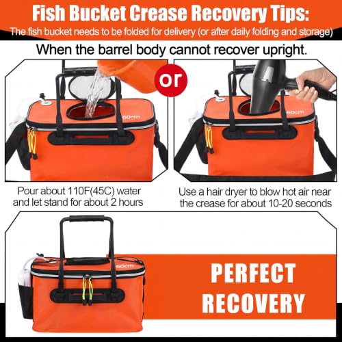 2 Pcs Fishing Bucket and Live Bait Aerator - color: Orange