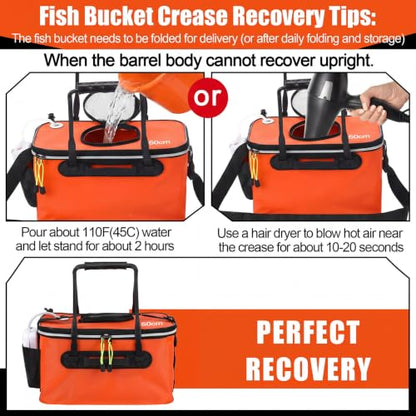 2 Pcs Fishing Bucket and Live Bait Aerator - color: Orange