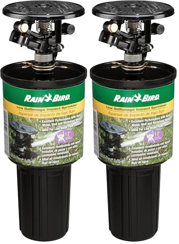 Rain Bird LG-3 Low Gallonage Pop-up Impact Lawn Sprinkler, Adjustable 20° - 360° Pattern, 26' - 41' Spray Distance, Black (Pack of 2) - size: 26' - 41' (Pack of 2), style: Pop-Up