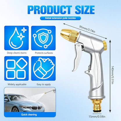 Brass High Pressure Power Washer,Heavy Duty Garden Hose Nozzle,Turn Any Hose into a High Pressure Water Cleaning Jet for Garden Spray,Car Wash & Pet Shower