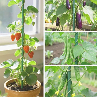 Garden Stakes 57 Inch, Approx 5ft Plastic Coated Steel Plant Stakes Specifically Designed for Climbing Plants, Ideal for Tomatoes, Beans, Cucumbers, Peppers, Vines, and More Plant Growth - size: 57in, 25 of pack
