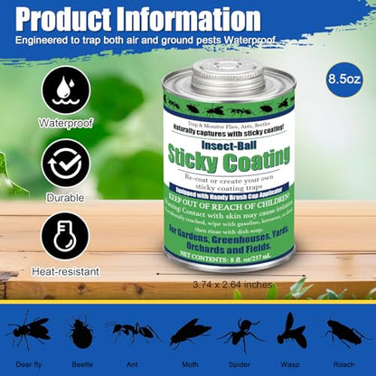 Sticky Coating Insect Trap, 8 Oz with Brush,Deer Fly Trap Kit - color: Blue Cup