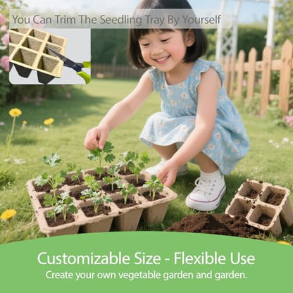 10-Pack Seed Starter Trays – Peat Pots for Seedlings, 120 Biodegradable Seed Starter Pots, Seed Starting Kit with 120 Plant Labels (Large) - size: Large