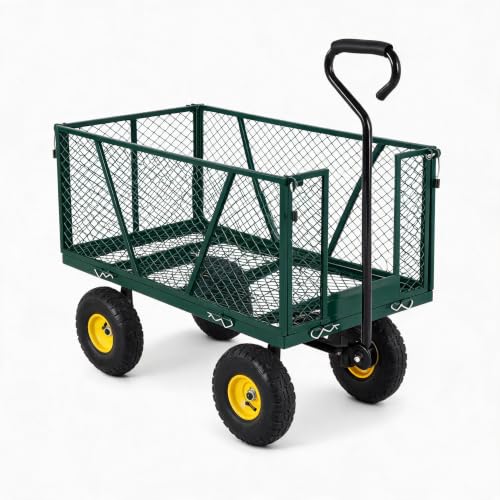 Garvee 1100LBS Steel Garden Cart, Heavy Duty Wagon with 10" Wheels - color: Green