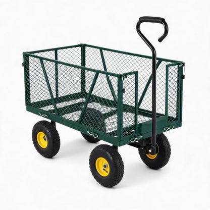 Garvee 1100LBS Steel Garden Cart, Heavy Duty Wagon with 10" Wheels - color: Green