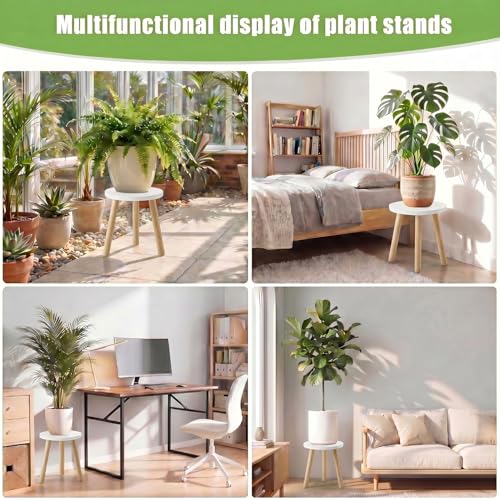 Wood Plant Stands Indoor, White Plant Stand Modern Plant Table for Large Plants, Wooden Plant Stool, Tall Plant Holder Small Round Side for Living Room, Balcony, Office (1 Pack) - color: White