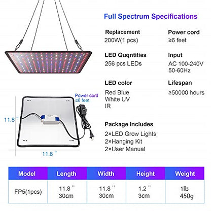 2 Pack LED Grow Light Panel Full Spectrum Lamp for Indoor Plants - color: Full Spectrum