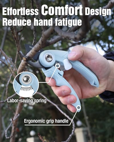 WORKPRO 6.9" Bypass Pruning Shears Gardening Scissors with SK5 Blade, Blue - color: Blue