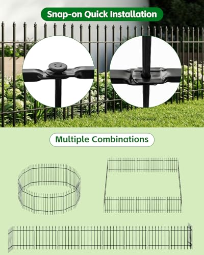 ARIFARO 5 Panel Metal Garden Fence 32" H x 24" W, Decorative Garden Fence - size: 32" high x 24" Wide