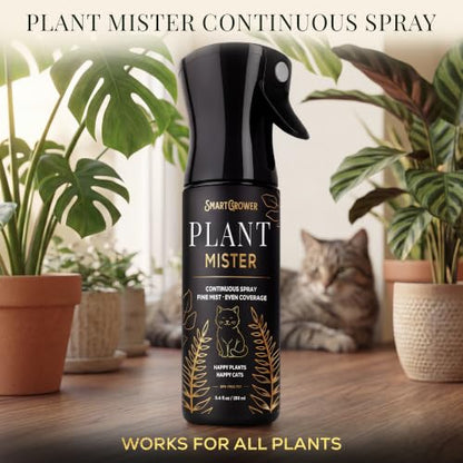 Plant Mister Spray Bottle for Indoor Plants With Plant Care Guide - color: Black with Gold Cat