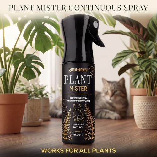 Plant Mister Spray Bottle for Indoor Plants With Plant Care Guide - color: Black with Gold Cat