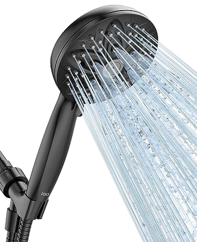 JDO Shower Head with Handheld, High Pressure Handheld 6 Settings, Detachable Shower Head Set with Stainless Steel Hose and Shower Bracket (Matte Black) - color: Matte Black, style: 6 Modes