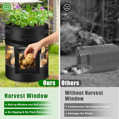 5 Pcs 10 Gallon Visible Potato Grow Bags with Shading Flap & Harvest Window