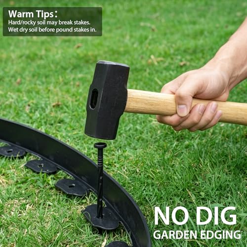 2 Inch x 100ft Landscape Edging Border with 150 Stakes, No Dig Flexible Plastic Garden Edging Border Kit, Tool-Free Installation Landscaping Edging for Paver, Mulch, Yard, Flower Bed