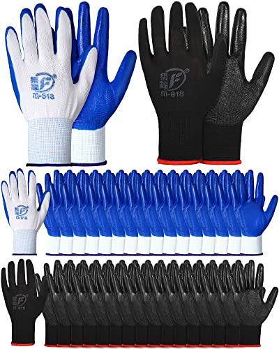 Honeydak 36 Pairs Garden Gloves Bulk for Men Women - color: Blue, Black