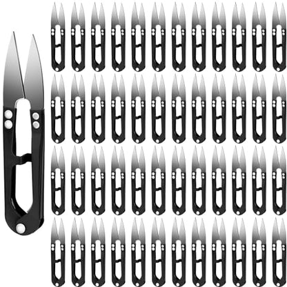Therwen 48 Pcs 4 Inch Bonsai Pruning Scissors Thread Snips Mini Sewing Scissors U Shaped Bulk Bud and Leaves Trimmer Yarn Carbon Steel Pruners Trimmers for Gardening(Black) - color: Black