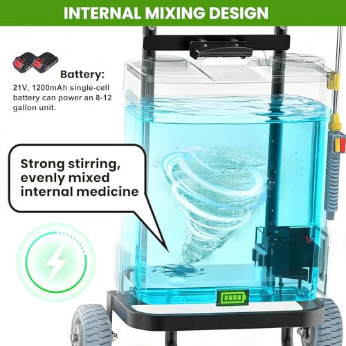Battery Powered Backpack Sprayer,4 Gallon Electric Sprayer with Wheeled Cart