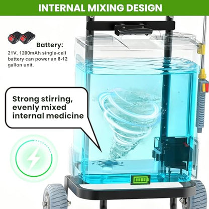 Battery Powered Backpack Sprayer,4 Gallon Electric Sprayer with Wheeled Cart