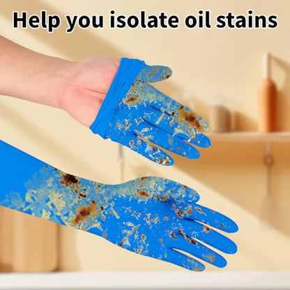 Long Sleeve 15inch Durable Nitrile Disposable Gloves Blue 30PCS - color: Blue, size: Small