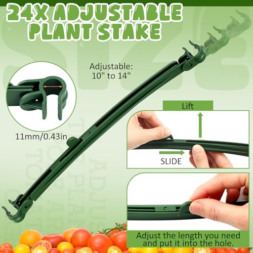 Threehoney 24 Pcs Garden Adjustable Stake Arms for Tomato Cage 10 to 14''