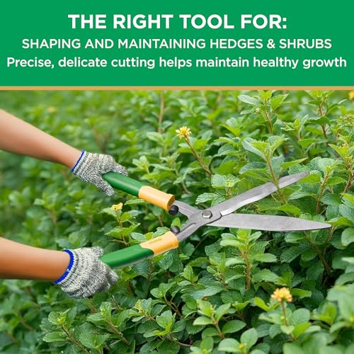 Miracle-Gro 18 in. Wavy Blade Hedge Shears – Lawn and Yard Tool with Sharp Carbon Steel Blades for Trimming Borders, Shaping Bushes, and Shaping/Trimming Hedges, Shrubs - style: Wavy Blade Hedge Shears 18"