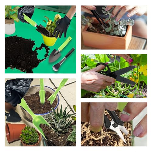WNJ Plant Repotting Mat for Garden, 2 PCS Waterproof Potting Mats, Foldable Indoor Plant Mat, Portable Mini Garden Tool Set, 12 PCS Succulent Garden Tool Set,Square Garden Potting Tray,Gifts for Women