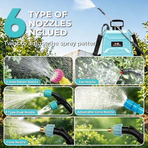 Battery Powered Sprayer 2 Gallon Powerful Electric Weed Sprayer Pump Garden - color: Blue