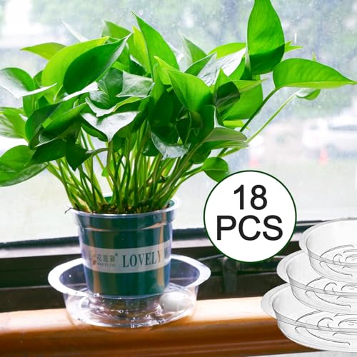 18 Pack Plant Saucers, HOMENIANG 18Pcs Clear Plant Saucer Drip (6inch / 8inch / 10inch), Flower Pot Trays, Plant Drainage Trays for Indoor Outdoor Garden Plants, 6 Pieces of Each Size - size: 6,8,10 Inch/18pcs