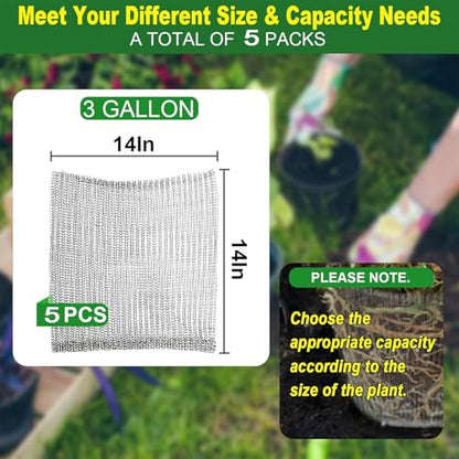 5 Pcs Go-pher Baskets 3 Gallon, Stainless Steel Plant Root Guard Basket