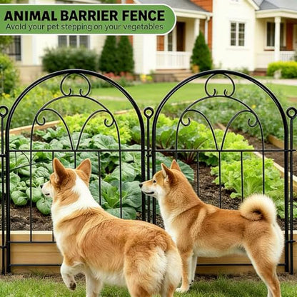 Decorative Garden Fence, 10 Panels, 17 in x 13 ft, Rustproof Metal No Dig Animal Barrier, Arched Wire Border Edging for Yard Patio