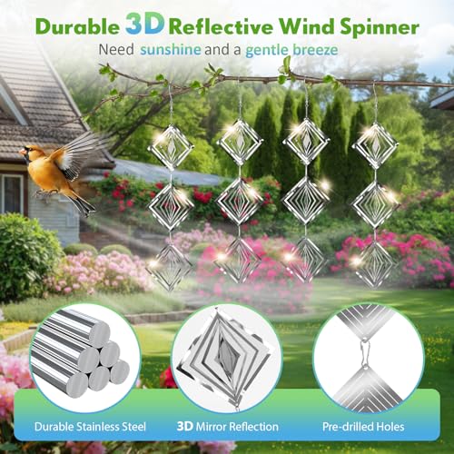 Bird Deterrents for Outside 12 Discs Stainless Steel, 4 Sets