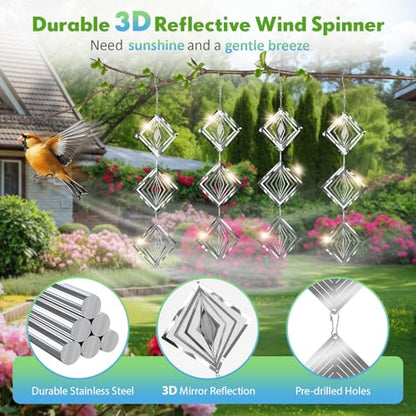 Bird Deterrents for Outside 12 Discs Stainless Steel, 4 Sets