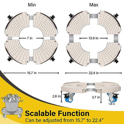 Goovilla Plant Stand with Wheels 440LBS Load,1Pack, Adjustable 15-22",Beige - color: Beige