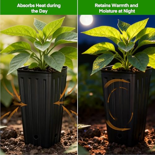 50PCS Tree Pots - 7.9" H x 3.9" W Tall Nursery Pots for Plants Indoor or Outdoor Gardening, Tall Planters with Drainage Holes - size: 7.9" H x 3.9" W