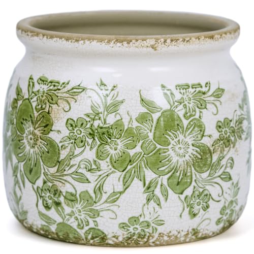 Dosayes Flower Pot,Vintage Ceramic Pot for Plant with Drainage Holes - color: ‌emerald Green‌