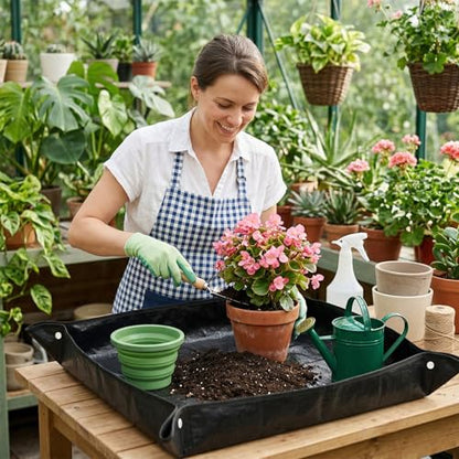 Extra Large Plant Repotting Mat for Indoor Plants, 39.5x39.5 Inch Thickened Waterproof Plant Repotting Mat Portable and Foldable Gardening Mat for Garden Outdoor