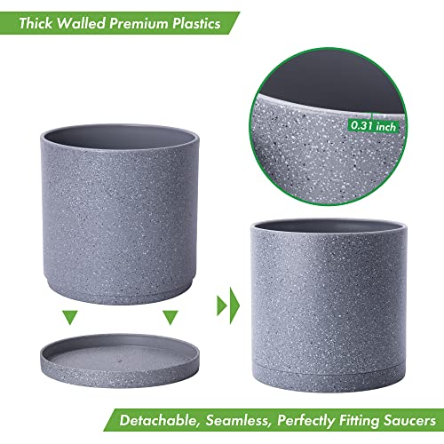 D'vine Dev Plastic Planter Pot with Saucer, 10 in, Speckled Grey, 74-X-G-2 - color: Speckled Gray, size: 10 Inch